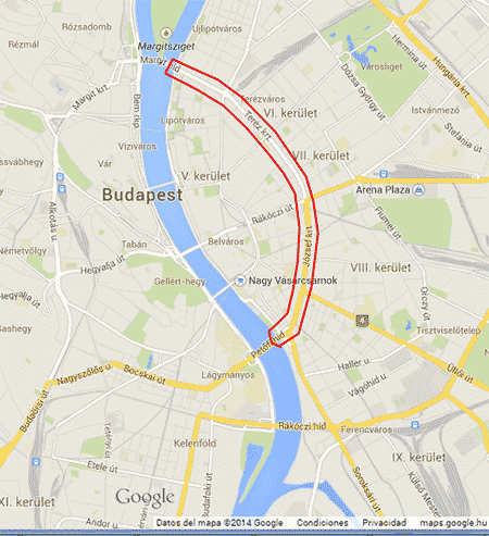 Mapa de el gran Bulevar de Budapest